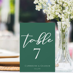 Tarjeta de número de tabla de Boda verde de esmera