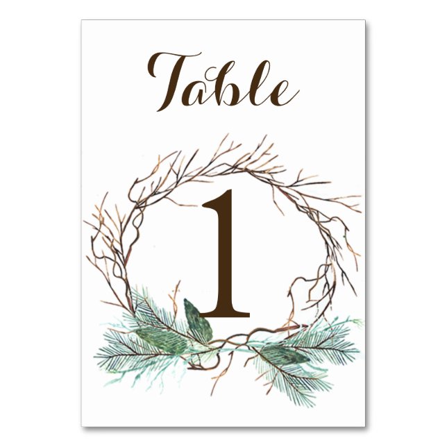 Tarjeta de número de tabla de Boda Wreath de invie (Anverso)