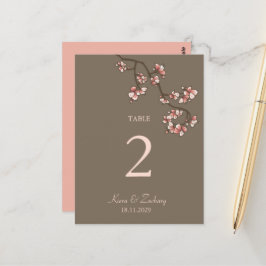 Tarjeta de número de tabla de Bodas de flores de r