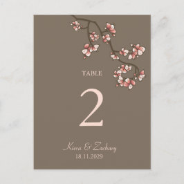 Tarjeta de número de tabla de Bodas de flores de r