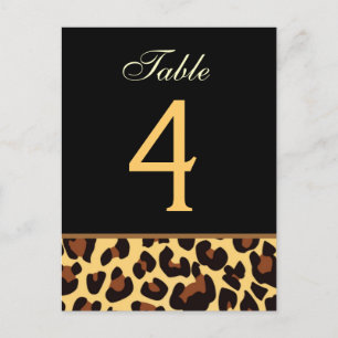 Tarjeta de número de tabla de Bodas de leopardo ne