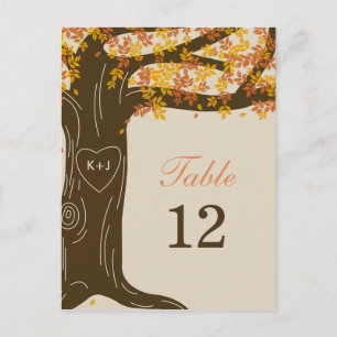 Tarjeta de número de tabla de bodas de roble