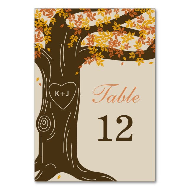 Tarjeta de número de tabla de bodas de roble (Anverso)