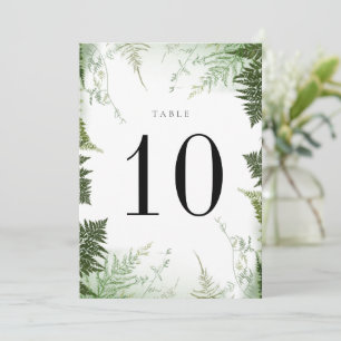 Tarjeta de número de tabla de Bodas forestales sil