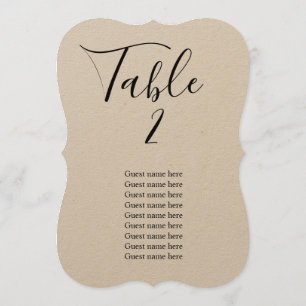 Tarjeta de número de tabla de bodas rusos con nomb