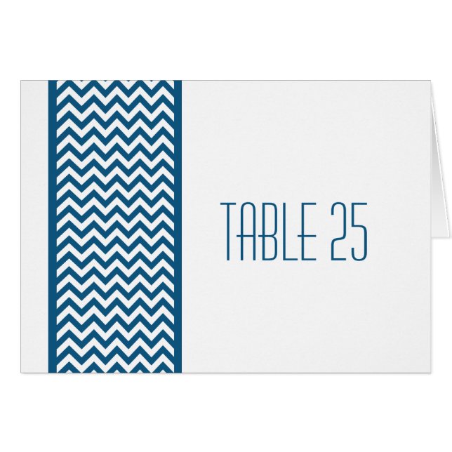 Tarjeta de número de tabla de borde de cheurón azu (Anverso (Horizontal))