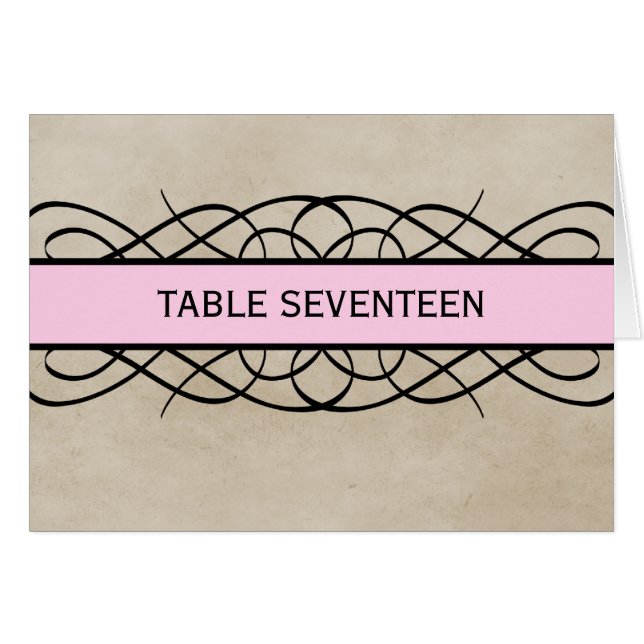 Tarjeta de número de tabla de borde rosa florecien (Anverso (Horizontal))