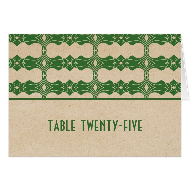 Tarjeta de número de tabla de borde verde Art Deco (Anverso (Horizontal))