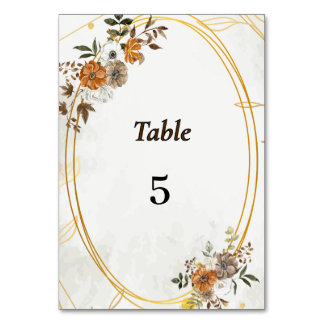 Tarjeta de número de tabla de caída de Boho rústic