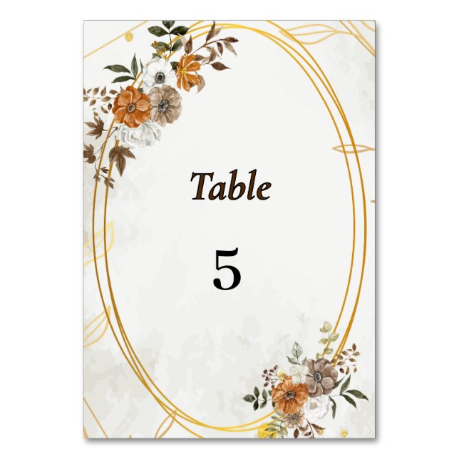 Tarjeta de número de tabla de caída de Boho rústic (Anverso)