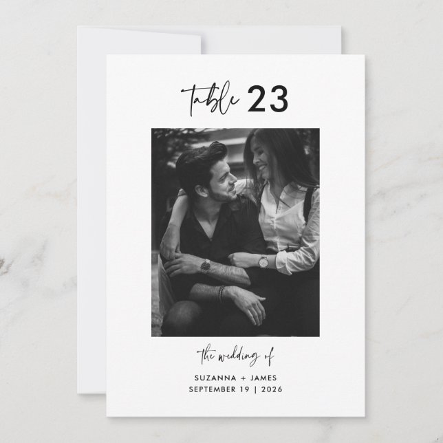 Tarjeta de número de tabla de caligrafía blanca ne (Anverso)