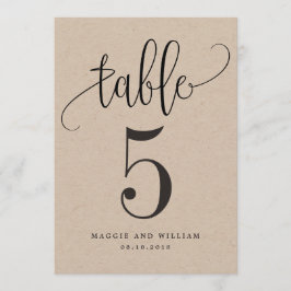 Tarjeta de número de tabla de caligrafía encantado