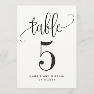 Tarjeta de número de tabla de caligrafía encantado
