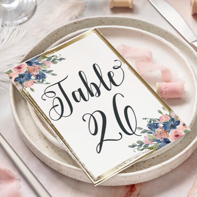 Tarjeta de número de tabla de caligrafía floral de (Subido por el creador)