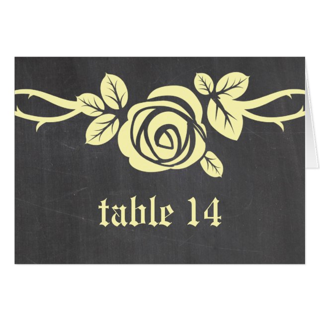 Tarjeta de número de tabla de cartón rosa amarillo (Anverso (Horizontal))