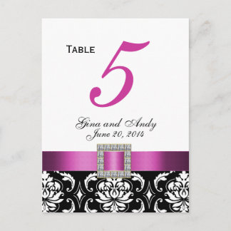 Tarjeta de número de tabla de casamiento de damasc