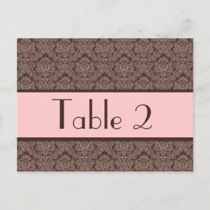 Tarjeta de número de tabla de casamiento de damasc
