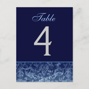 Tarjeta de número de tabla de casamiento de damasc