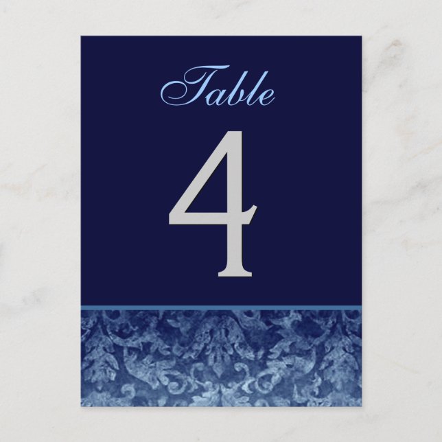 Tarjeta de número de tabla de casamiento de damasc (Anverso)