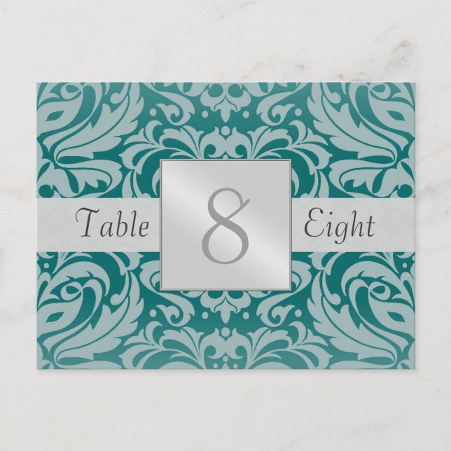Tarjeta de número de tabla de casamiento de Damasc (Anverso)