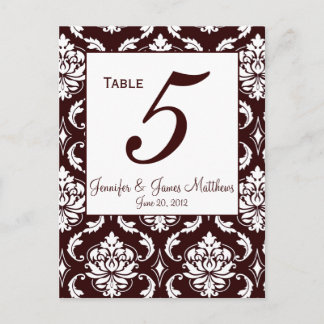 Tarjeta de número de tabla de casamiento de damasc