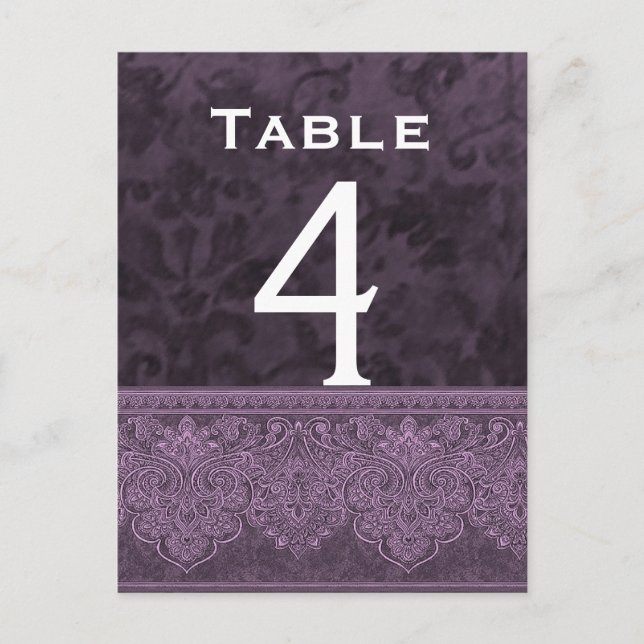 Tarjeta de número de tabla de casamiento de Damasc (Anverso)
