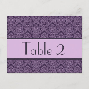 Tarjeta de número de tabla de casamiento malva y l
