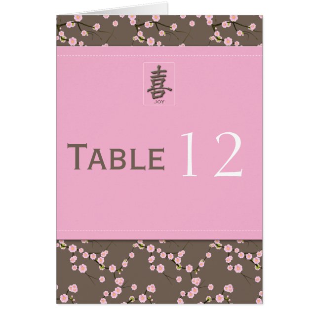 Tarjeta de número de tabla de cerezo en flor (Frente)