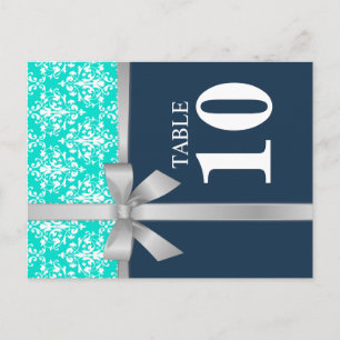 Tarjeta de número de tabla de cinta plateada Damas