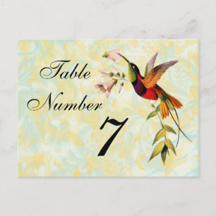 Tarjeta de número de tabla de colibrí de cosecha d