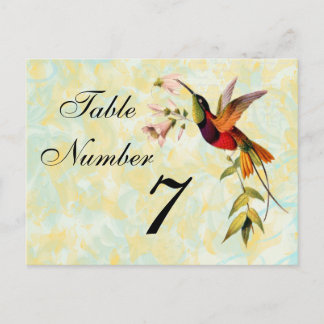 Tarjeta de número de tabla de colibrí de cosecha d