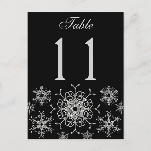 Tarjeta de número de tabla de copos de nieve Purpu (Anverso)