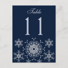 Tarjeta de número de tabla de copos de nieve Purpu