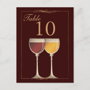 Tarjeta de número de tabla de cristal de vino rojo