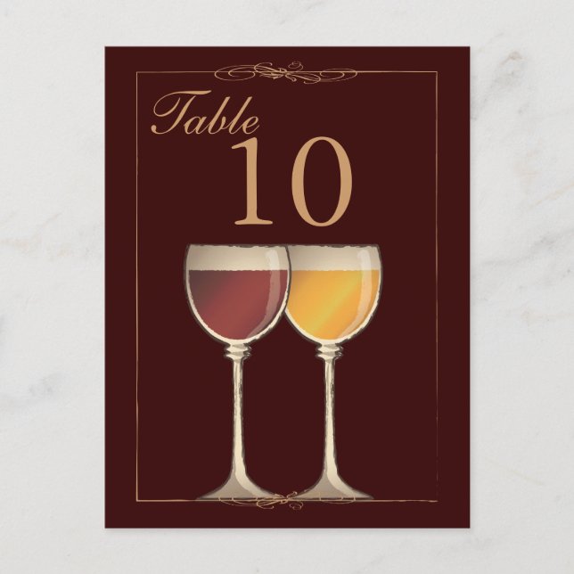 Tarjeta de número de tabla de cristal de vino rojo (Anverso)