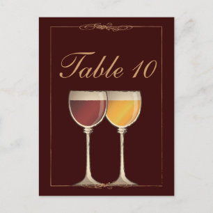 Tarjeta de número de tabla de cristal de vino rojo