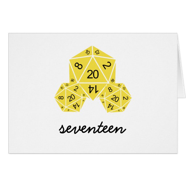 Tarjeta de número de tabla de dados D20 amarillo (Anverso (Horizontal))