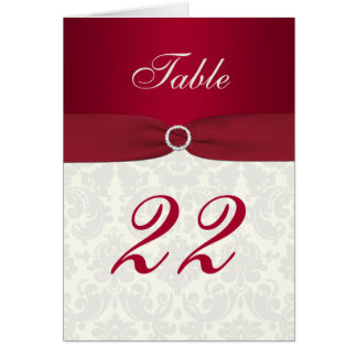 Tarjeta de número de tabla de damasco de marfil y