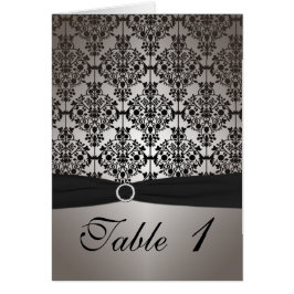 Tarjeta de número de tabla de Damasco gris y negro