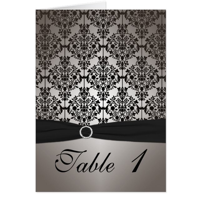 Tarjeta de número de tabla de Damasco gris y negro (Frente)
