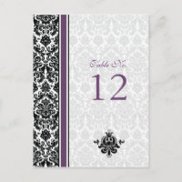 Tarjeta de número de tabla de Damasco morado, negr