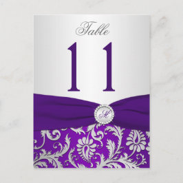 Tarjeta de número de tabla de Damasco morado y pla