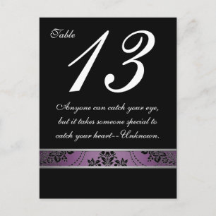 Tarjeta de número de tabla de Damasco Purple Lapis