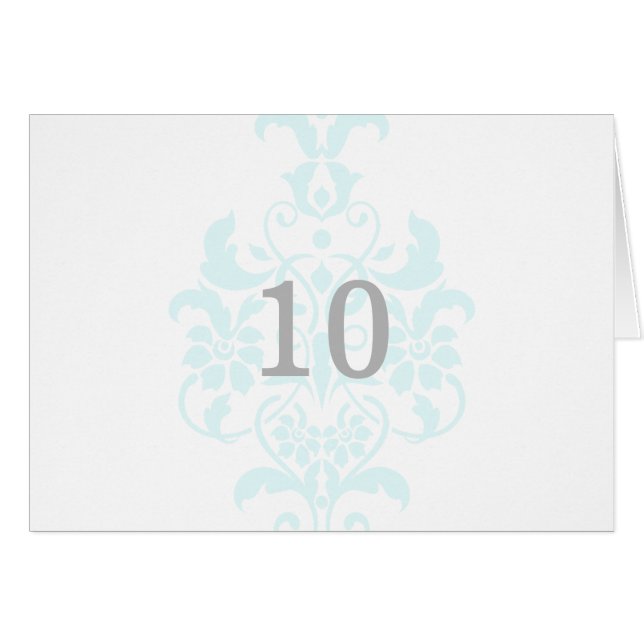 Tarjeta de número de tabla de Damasco sutil Aqua (Anverso (Horizontal))