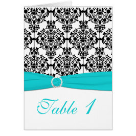 Tarjeta de número de tabla de damascos Aqua, White