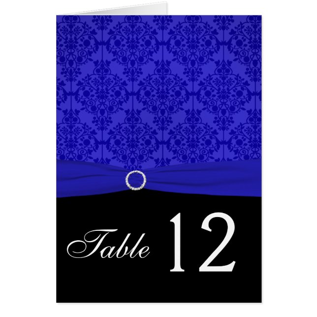 Tarjeta de número de tabla de damascos azul y negr (Frente)