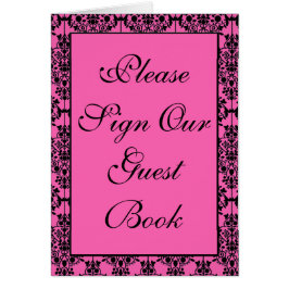 Tarjeta de número de tabla de damascos rosa y negr