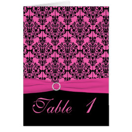 Tarjeta de número de tabla de damascos rosa y negr