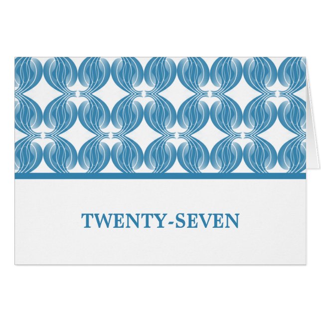 Tarjeta de número de tabla de deco azul moderno (Anverso (Horizontal))