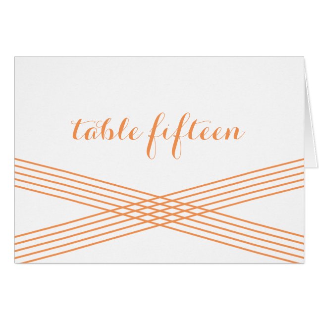 Tarjeta de número de tabla de Deco moderno naranja (Anverso (Horizontal))